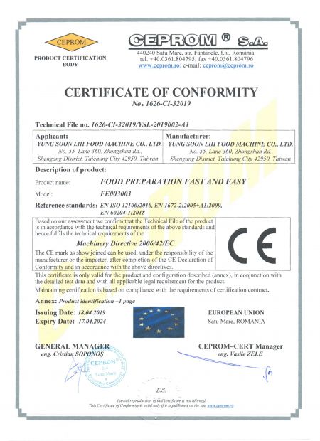 MATBEREDNING SNABB OCH ENKEL CE-certifikat